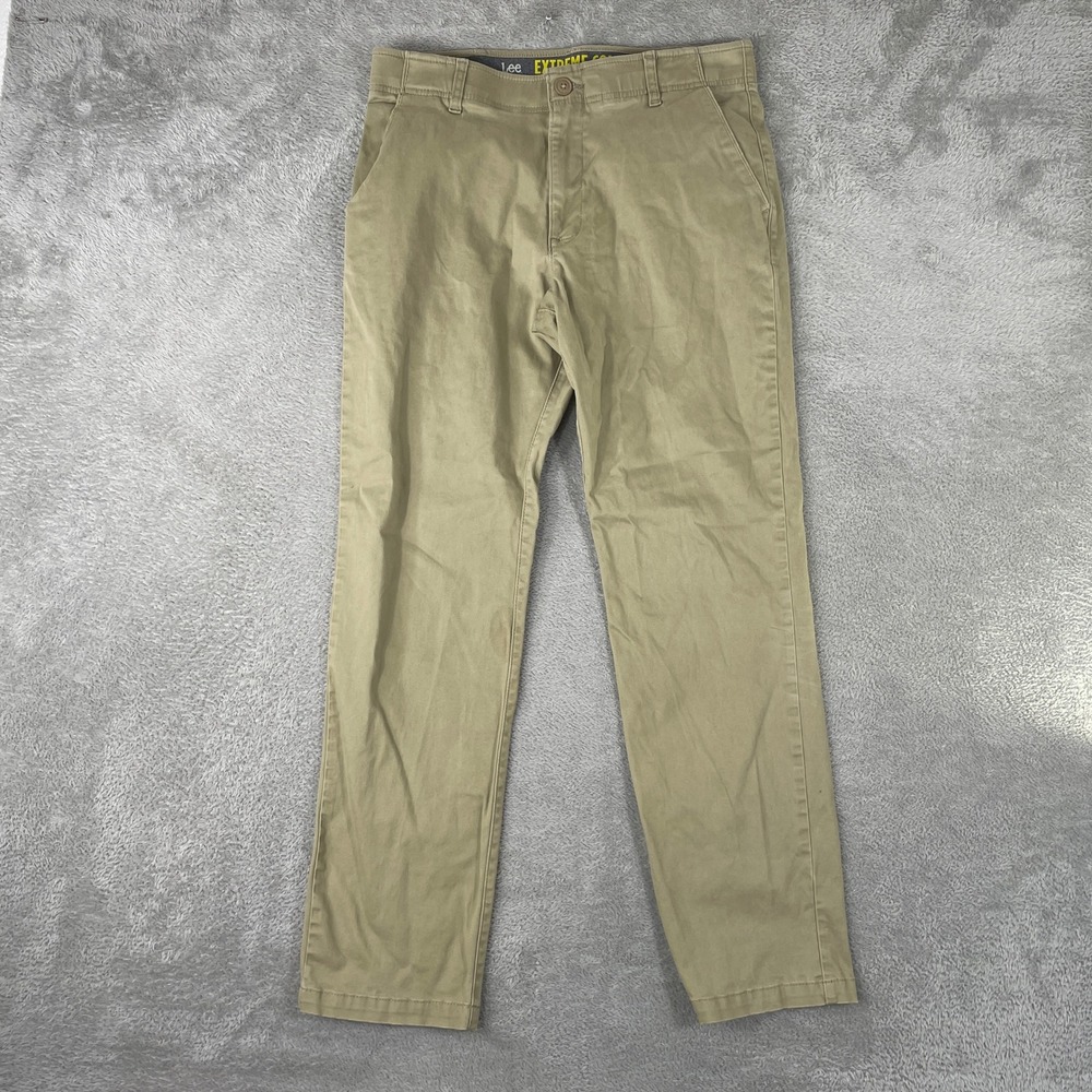 Lee Extreme Comfort Khaki Pants Men 33x32 Tan Slim Fit Performance Chino Stretch